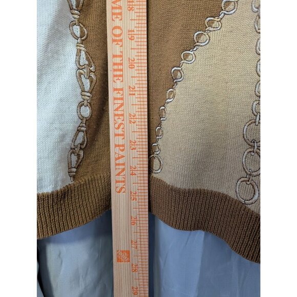 Vintage Alfred Dunner Equestrian Sweater Wool Blend Argyle Chains Brown Size XL - Picture 4 of 7